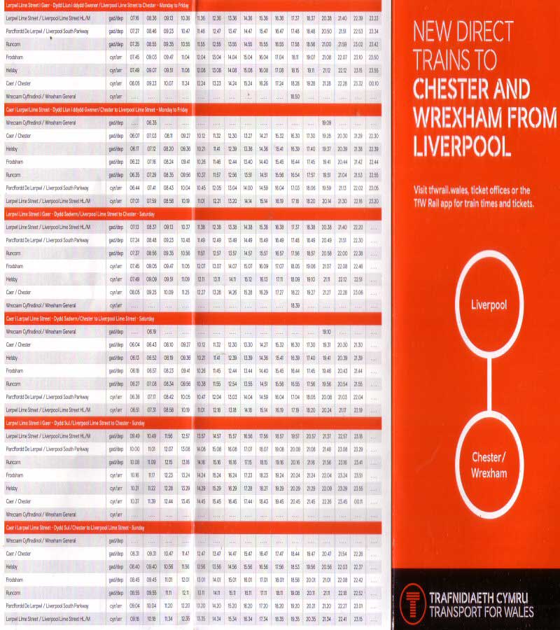 Chestertourist.com - New - New Direct Train Services from Liverpool to Chester and Wrexham Page Two